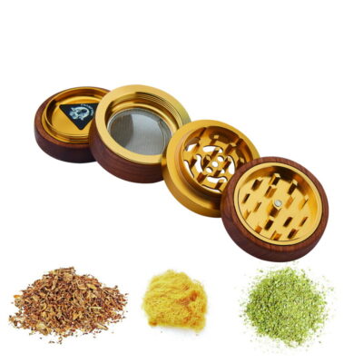 Grinder Rosenholz mit goldfarbenem Metall, sehr edel, 6cm Durchmesser