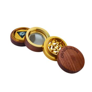 Grinder Rosenholz mit goldfarbenem Metall, sehr edel, 6cm Durchmesser