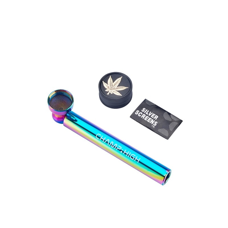 Rainbow Metallpfeife mit Grinder und Screens
