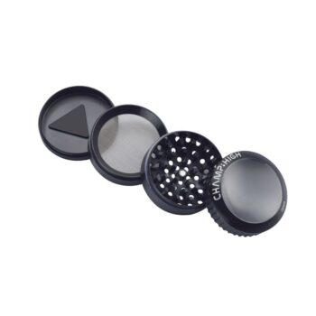 Metallgrinder schwarz mit Lupe im Deckel 50mm
