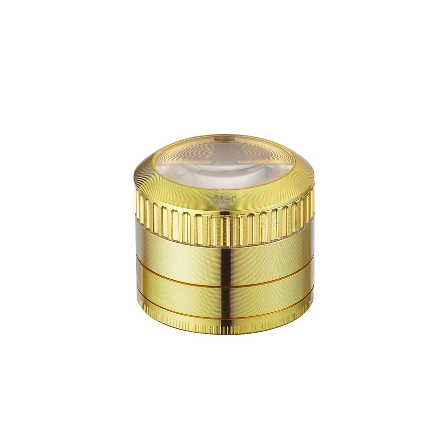 Metallgrinder Gold mit Lupe im Deckel 50mm