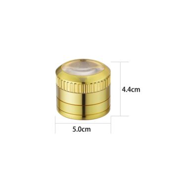 Metallgrinder Gold mit Lupe im Deckel 50mm