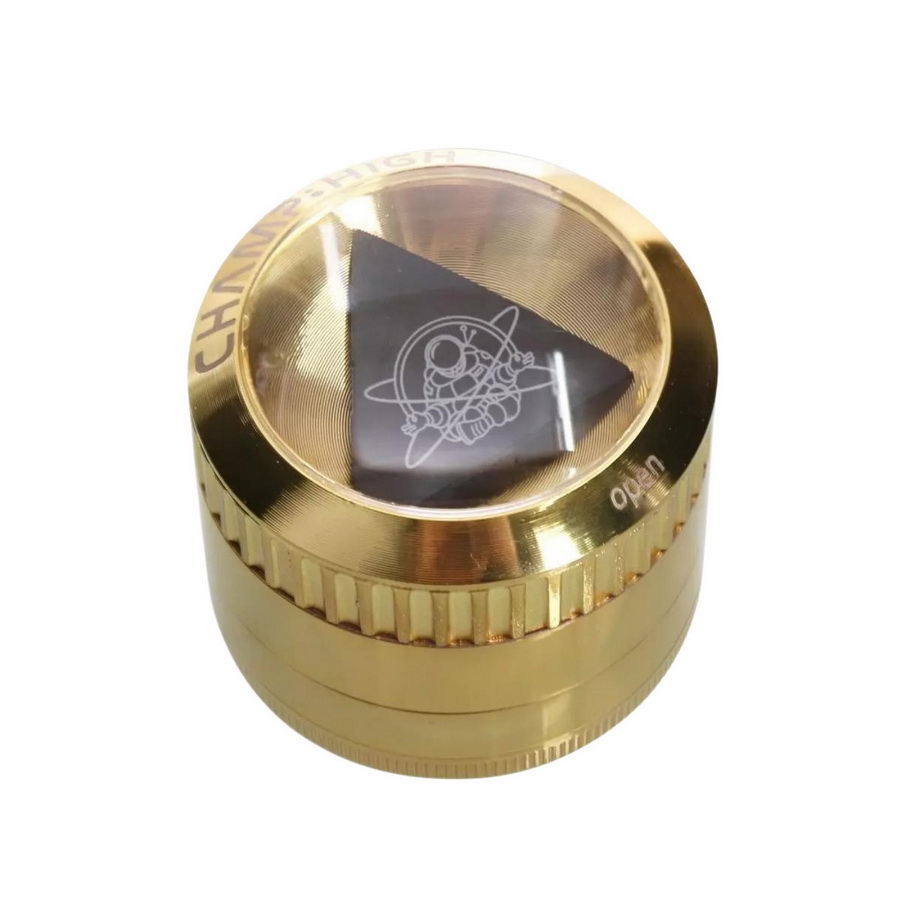 Metallgrinder Gold mit Lupe im Deckel 50mm