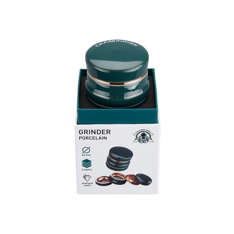 Porzellan Grinder 63mm GRÜN, 4-teilig